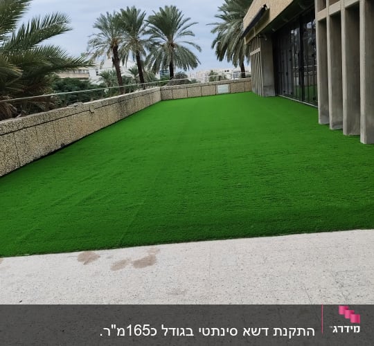 דשא סינתטי ירוק על מרפסת גדולה